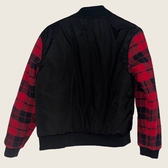 UNIF Bomber Jacket Red Plaid Size Women’s Small - Picture 4 of 5